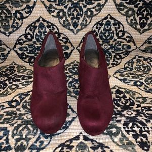 Berry Red Wedge Booties